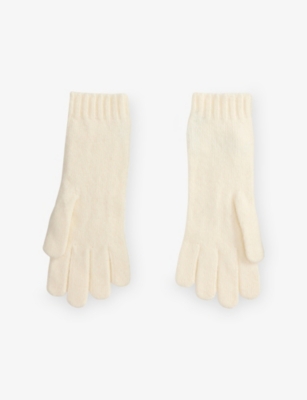 Polo Ralph Lauren Womens Cream Cable Knitted Wool And Cashmere Gloves In Neutral