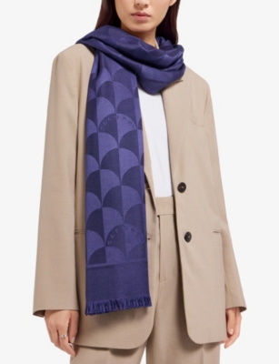 Bvlgari Womens Blue Maxi Calla Silk Stole Scarf In Blue