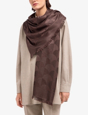 Bvlgari Womens Brown Maxi Calla Silk Stole Scarf In Brown