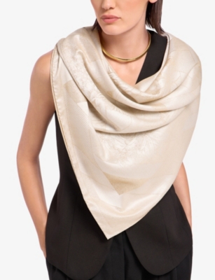 Bvlgari Womens Beige Polychroma Lux Printed Square Silk-twill Scarf In Neutral