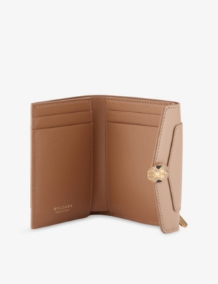 Bvlgari Womens Beige Serpenti Forever Compact Leather Wallet In Sand