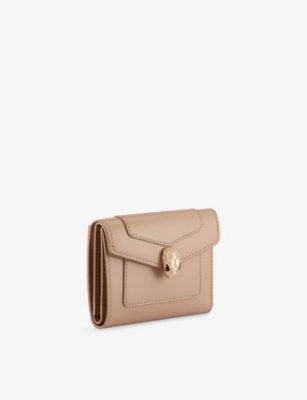 Bvlgari Womens Beige Serpenti Forever Compact Leather Wallet In Sand