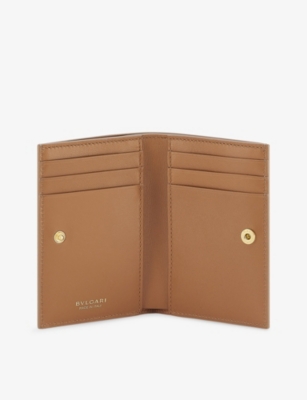 Bvlgari Womens Beige Serpenti Forever Folded Leather Card Holder In Brown