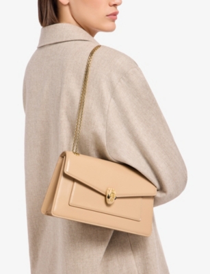 Bvlgari Womens Beige Serpenti Forever Medium Leather Shoulder Bag In Sand