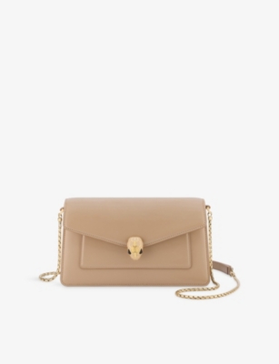 Bvlgari Womens Beige Serpenti Forever Small Leather Shoulder Bag In Sand