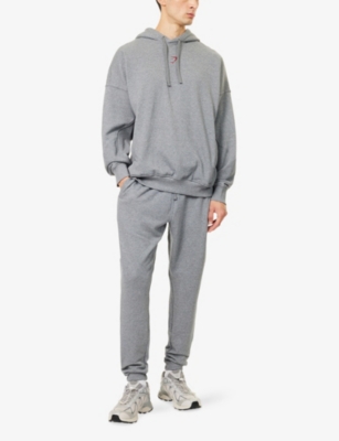 Gymshark Mens Charcoal Core Marl Power Brand-print Cotton-blend Hoodie In Gray