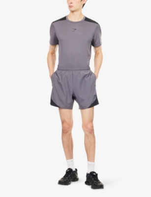 Gymshark Mens Arrival Block Drawstring Woven Shorts Gs Dark Grey In Blue