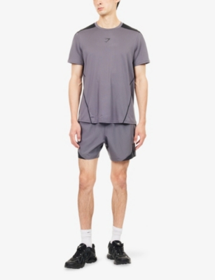 Gymshark Mens Arrival Block Relaxed-fit Woven T-shirt Gs Dark Grey In Gray