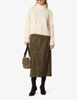 WHISTLES: Floral-Embroidered Roll-Neck Wool-Blend Jumper