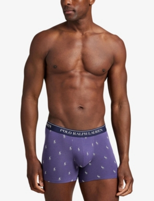 Polo Ralph Lauren Mens Jnbry Aopflwr Prplcr Nvy Logo Pack Of Three Cotton-jersey Boxer Briefs Xl In Multi