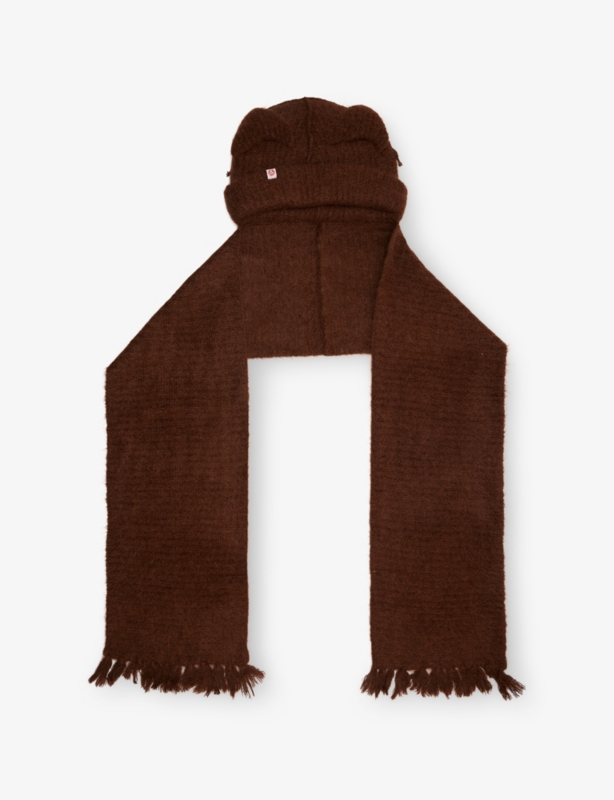 Chunky Ears Knitted Beanie Scarf