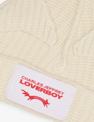CHARLES JEFFREY LOVERBOY: Chunky-Ear Logo-Patch Knitted Wool-Blend Beanie Hat