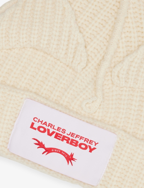 Chunky-Ear Logo-Patch Knitted Wool-Blend Beanie Hat