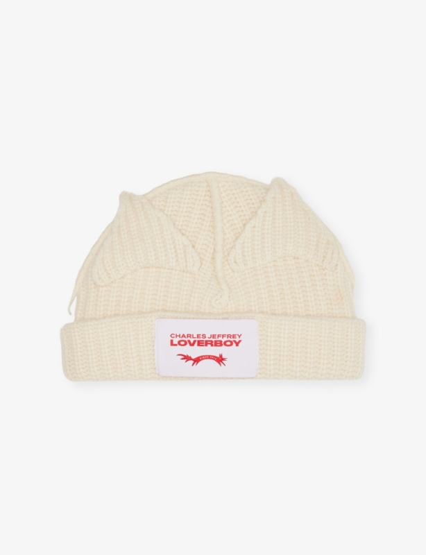Chunky-Ear Logo-Patch Knitted Wool-Blend Beanie Hat