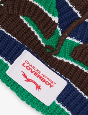 CHARLES JEFFREY LOVERBOY: Chunky-Ear Logo-Patch Knitted Cotton Beanie Hat