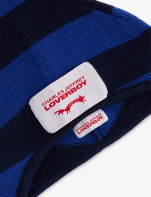 Charles Jeffrey Loverboy Mens Spike Striped Wool-blend Bonnet Blue, Navy Stripe