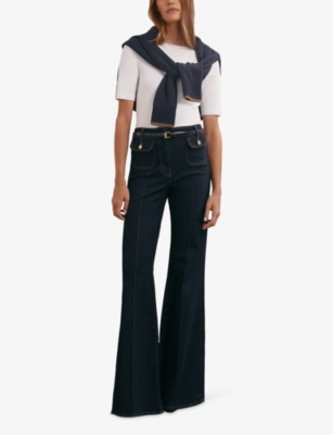 REISS: Ellie Slash-Neck Stretch-Cotton Top