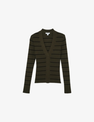 Reiss: Lauralee Stripe Ribbed Knitted Top