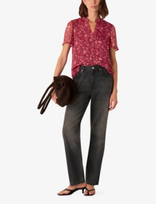Whistles Womens Multi-coloured Floral-print V-neck Woven Blouse In Red
