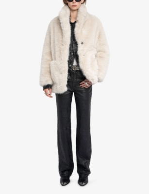 ZADIG&VOLTAIRE: Fleur Classic-Collar Faux-Fur Coat
