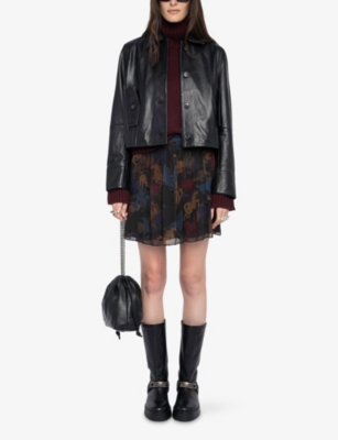 Zadig & Voltaire Womens Dark Chocolate Jadys Horse-print Woven Mini Skirt In Multi
