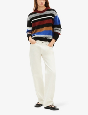 The Kooples Womens Multicolor Striped Relaxed-fit Wool-blend Jumper Xs In Multi