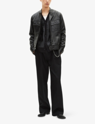 THE KOOPLES: Notched-Collar Straight-Cut Leather Jacket
