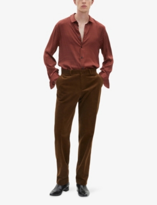 The Kooples Mens Caramel Straight-leg Mid-rise Cotton-corduroy Trousers In Brown
