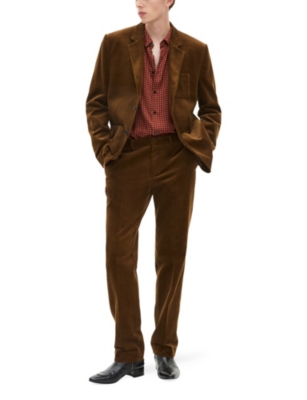 The Kooples Mens Caramel Single-breasted Notch-lapel Cotton-corduroy Blazer In Brown