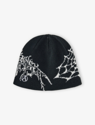 Aries Mens Overload Logo-embroidered Knitted Beanie Black In Black