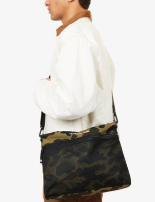 A Bathing Ape Mens  1st Camo Woven Sacoche Bag In Green