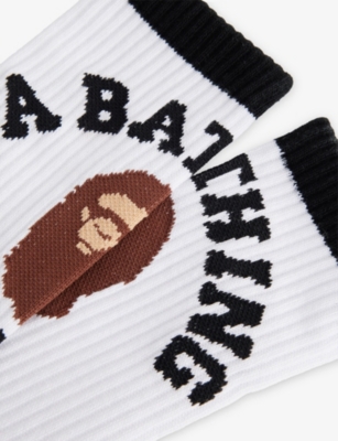 A Bathing Ape Mens  B-college Cotton-blend Crew Socks In White