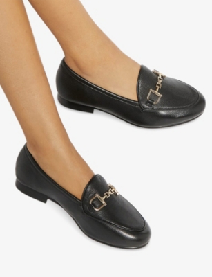 Dune Womens Black Leather Glair Leather Loafers Eur 40 / 7 Uk In Black