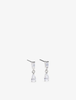 Carat London Womens Baby Alison Sterling-silver And Cubic Zirconia Drop Earrings In Silver