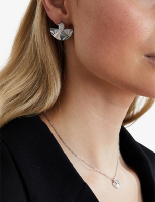 Carat London Womens Celene Large Sterling-silver And Cubic Zirconia Stud Earrings In Silver