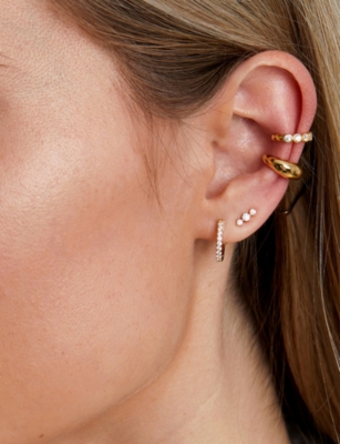 Carat London Womens Dree 18ct Yellow Gold Vermeil And Cubic Zirconia Stud Earrings In Gold