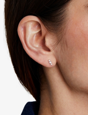 Carat London Womens Dree Sterling-silver And Cubic Zirconia Stud Earrings In Silver