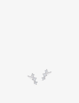 Carat London Womens Dree Sterling-silver And Cubic Zirconia Stud Earrings In Silver