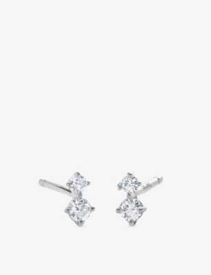 Carat London Womens Steff Sterling-silver And Cubic Zirconia Stud Earrings In Silver