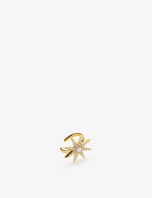Carat London Womens Stella 18ct Yellow Gold Vermeil And Cubic Zirconia Cuff Earring In Gold