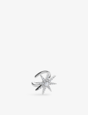 Carat London Womens Stella Sterling-silver And Cubic Zirconia Cuff Earring In Silver
