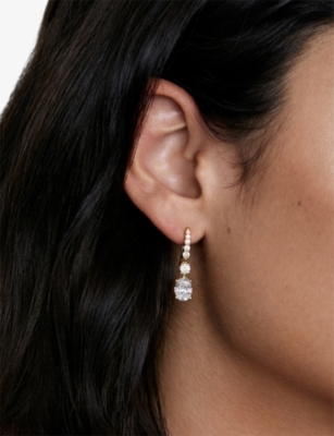 Carat London Womens Thea Oval 18ct Yellow Gold Vermeil And Cubic Zirconia Earrings In Gold