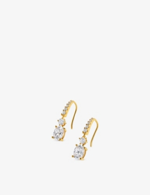 Carat London Womens Thea Oval 18ct Yellow Gold Vermeil And Cubic Zirconia Earrings In Gold