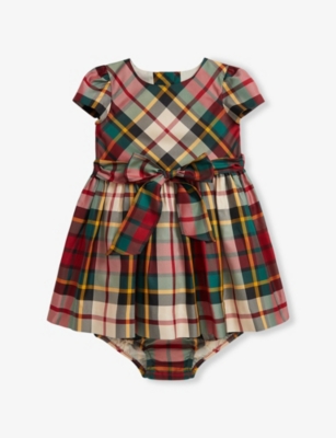 POLO RALPH LAUREN: Plaid Twill Woven Dress & Bloomer Set 3-24 Months