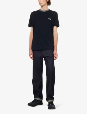 Emporio Armani Mens Iconico 0920 Blu Navy Ea Iconic Short-sleeve Cotton T-shirt Xxl In Blue