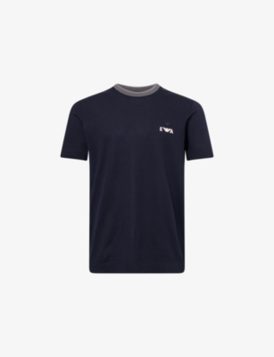 Emporio Armani Mens Iconico 0920 Blu Navy Ea Iconic Short-sleeve Cotton T-shirt Xxl In Blue