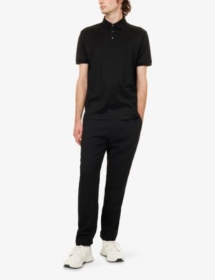 EMPORIO ARMANI: Embossed-Logo Short-Sleeve Cotton-Jersey Polo Shirt