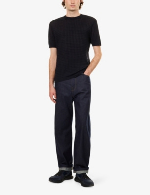 EMPORIO ARMANI: Textured Short-Sleeve Knitted Top