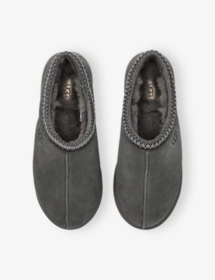 Ugg Mens Grey/dark Tasman Ii Suede Slippers Eur 42 / 8 Uk In Black