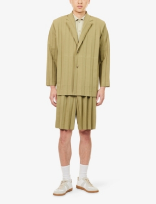 Issey Miyake Ns Khaki Edge Pleated Woven Shorts In Brown